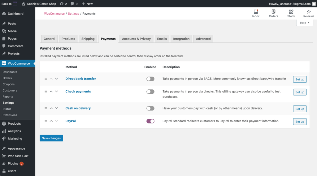 woocommerce setting up payment setting up payment
